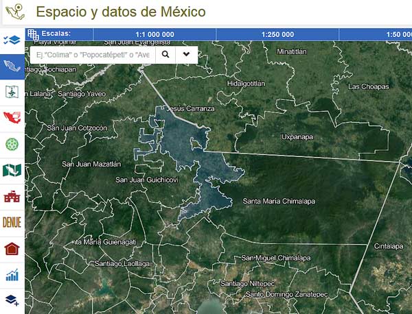 Mapa interactivo en el portal web del INEGI.